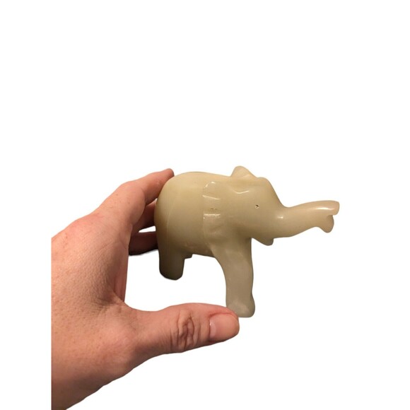 Vintage Marble Onyx Stone Hand Carved Elephant Banded 3" Tall By 4" Long - Picture 9 of 16